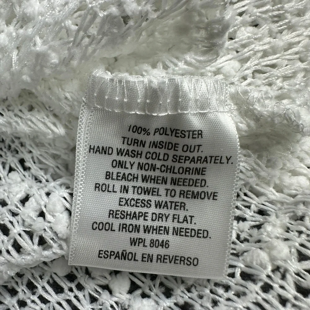 JM Collection Womens XL Bright White Open Knit Short Sleeve Cardigan Sweater New - Picture 6 of 9
